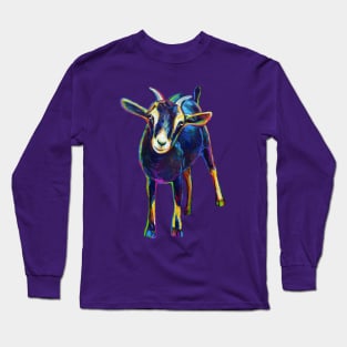 Psychedelic Black Goat Pattern by Robert Phelps Long Sleeve T-Shirt